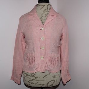 J.Jill Linen Embroidered Pink Blazer XS Petite